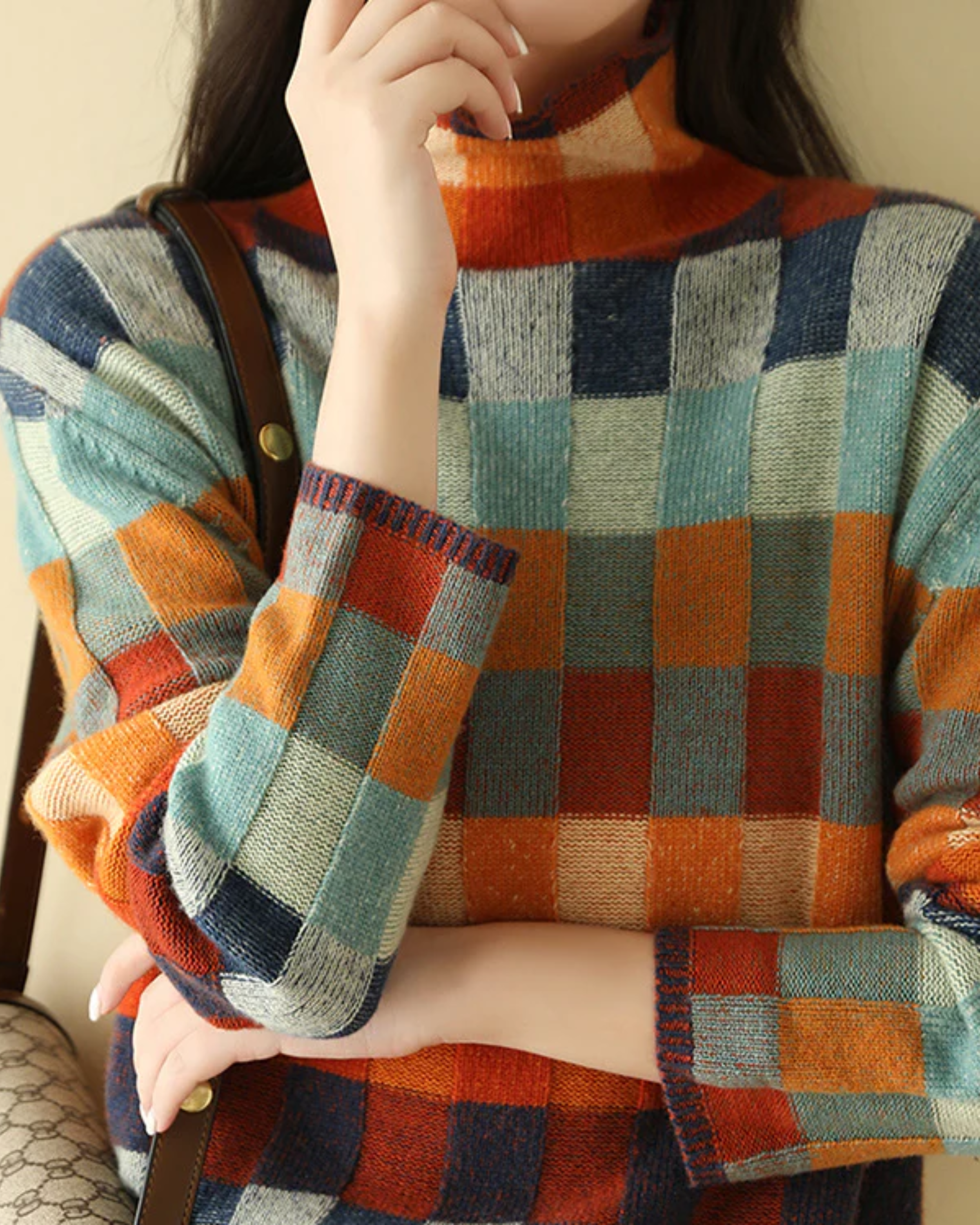 Madi - Col Roulé Patchwork en Cachemire Luxe