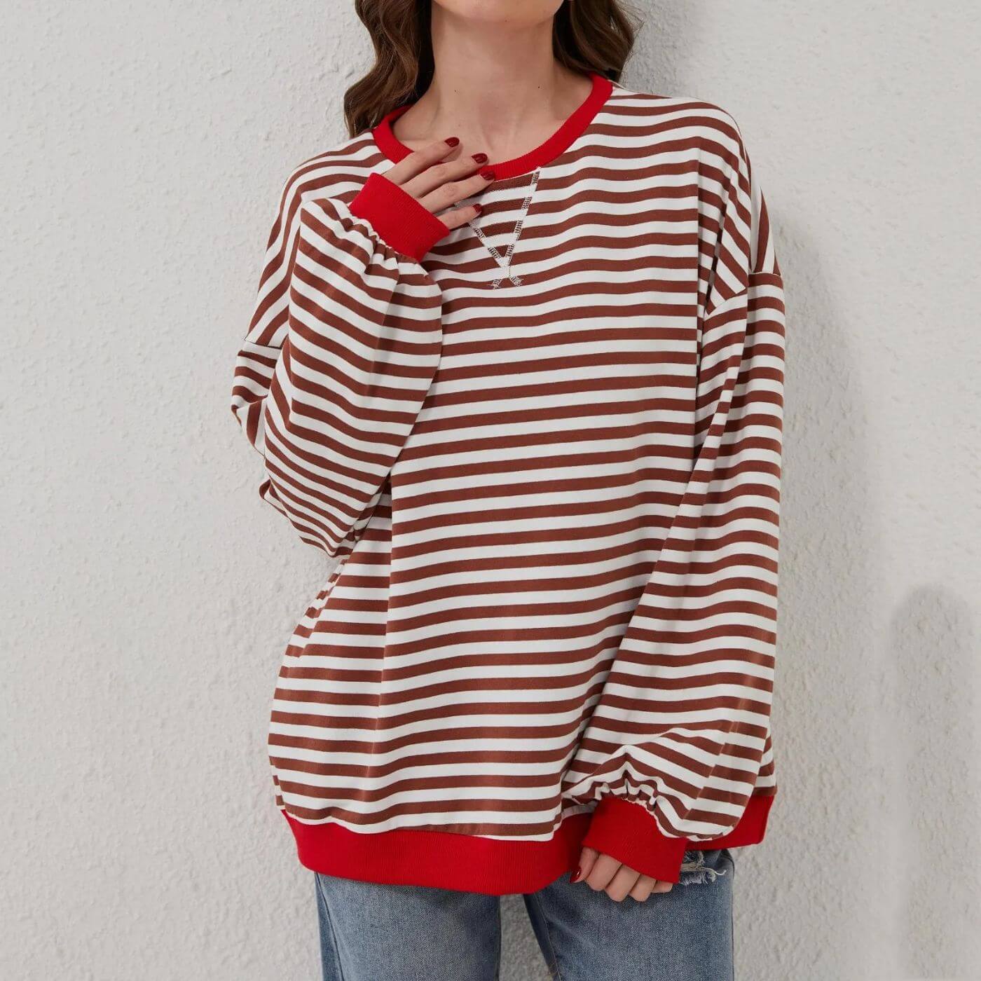 Kaitlin - Chandail Confort Rayé Coupe Ample