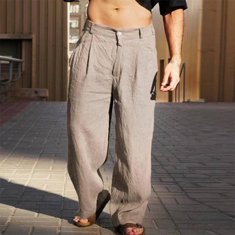 Lino — Pantalon Large en Lin Respirant