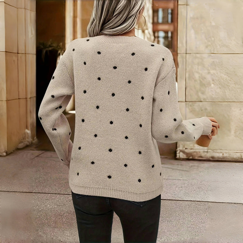 Nicole - Pull Tricot à Pois