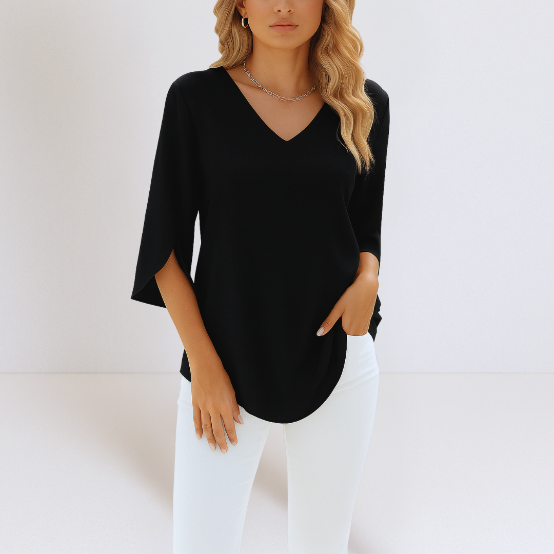 Grace | Blouse élégante à col en V et manches fendues