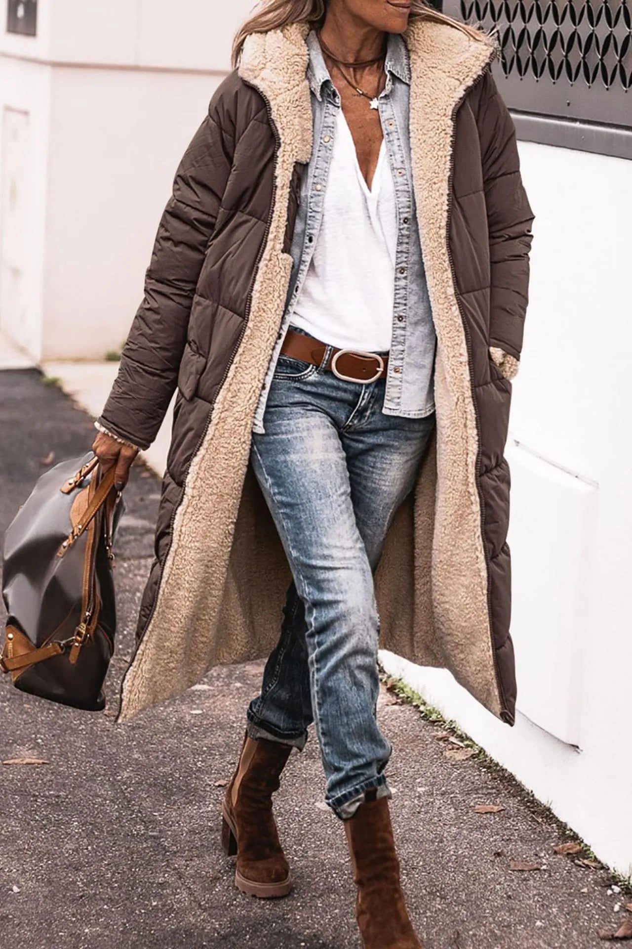 Johna – Manteau réversible en sherpa de luxe