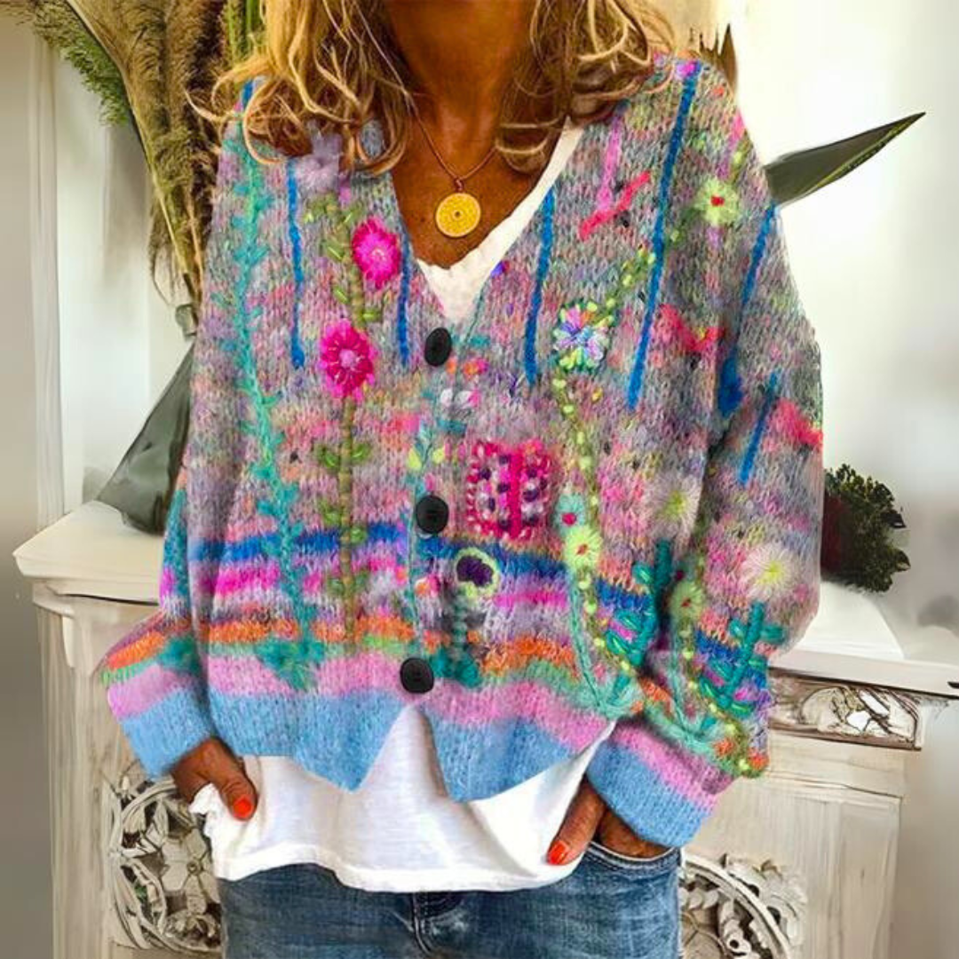 Everly – Cardigan Court Douillet à Imprimé Floral