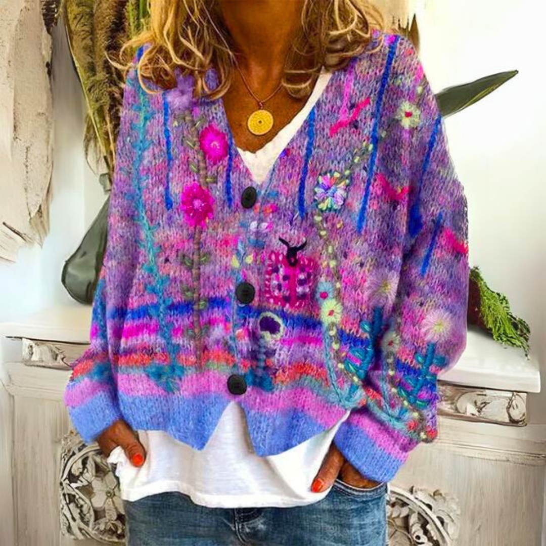 Everly – Cardigan Court Douillet à Imprimé Floral