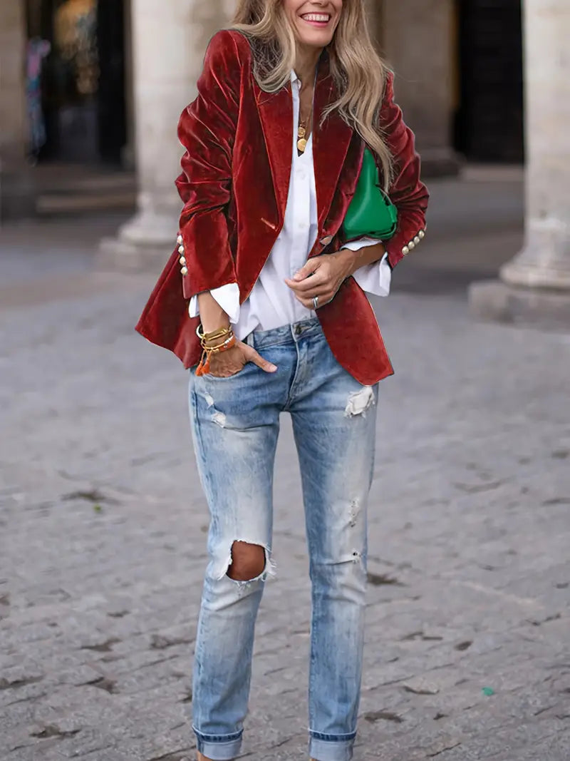 JULISSA | BLAZER EN VELOURS ÉLÉGANT