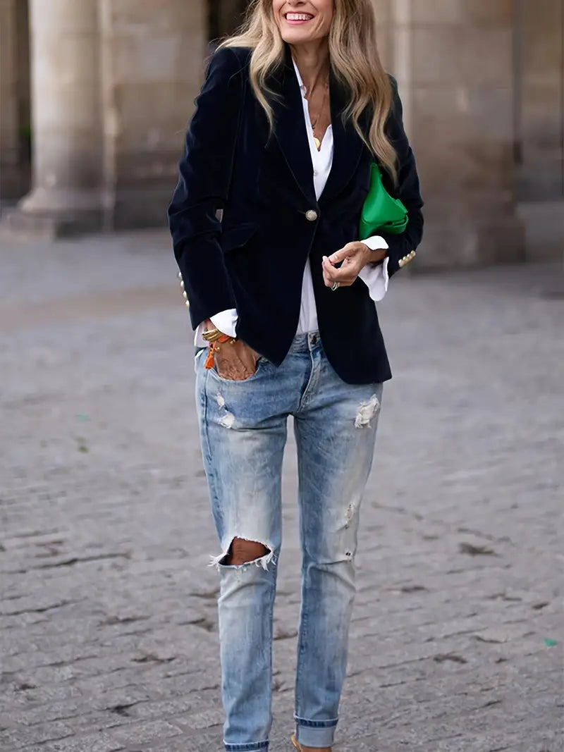 JULISSA | BLAZER EN VELOURS ÉLÉGANT