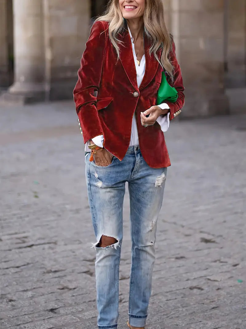 JULISSA | BLAZER EN VELOURS ÉLÉGANT