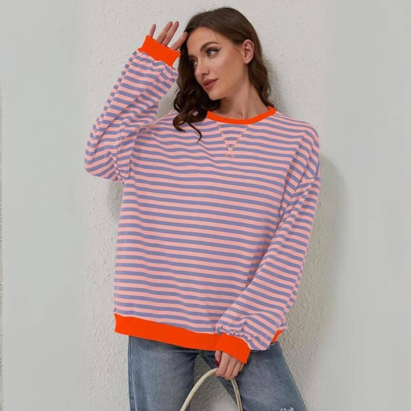 Kaitlin - Chandail Confort Rayé Coupe Ample