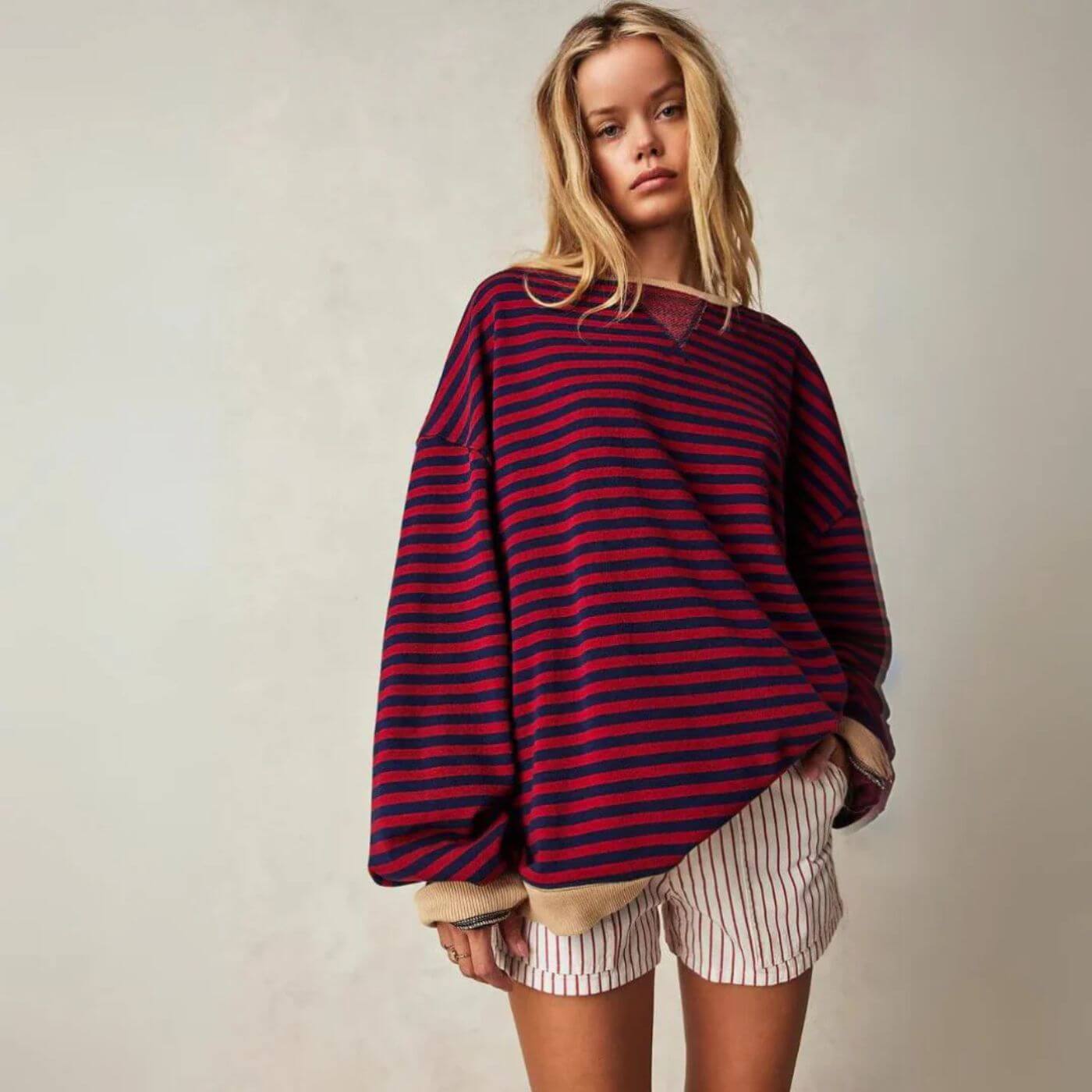 Kaitlin - Chandail Confort Rayé Coupe Ample