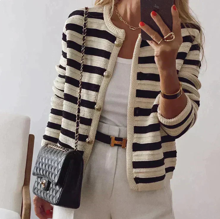 Eileen - Cardigan Rayé à Boutons Contemporain