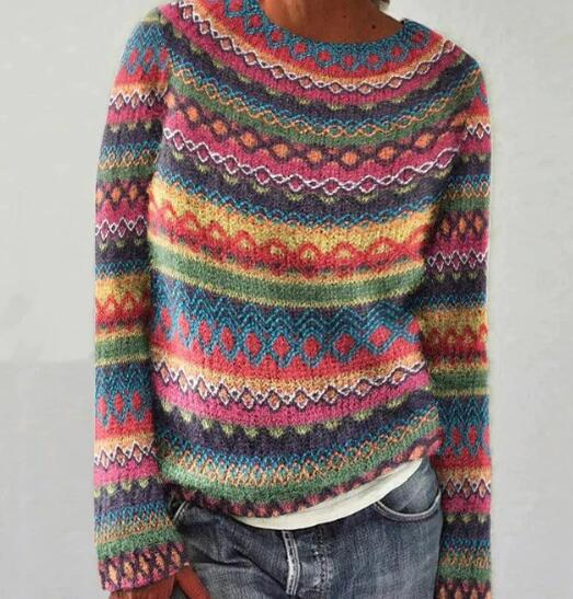 Soley - Pull Multicolore à Col Rond