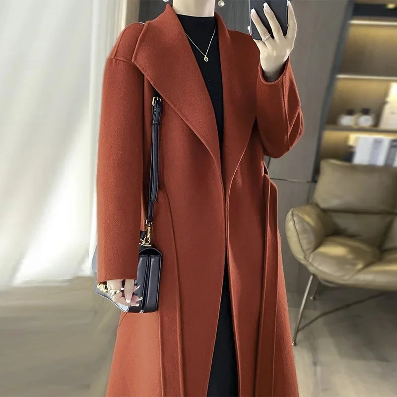 Casmira – Manteau ceinturé en cachemire double-face
