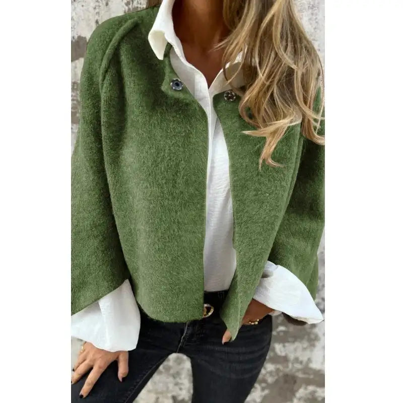Amalia - Cardigan en Laine à Manches Longues avec Col Rond