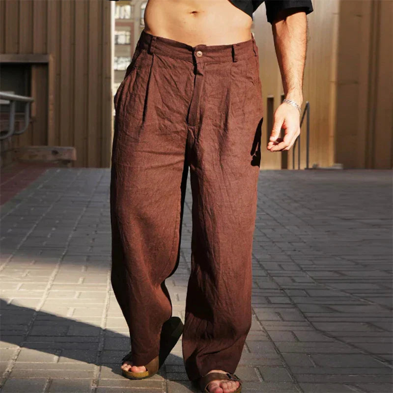 Lino — Pantalon Large en Lin Respirant