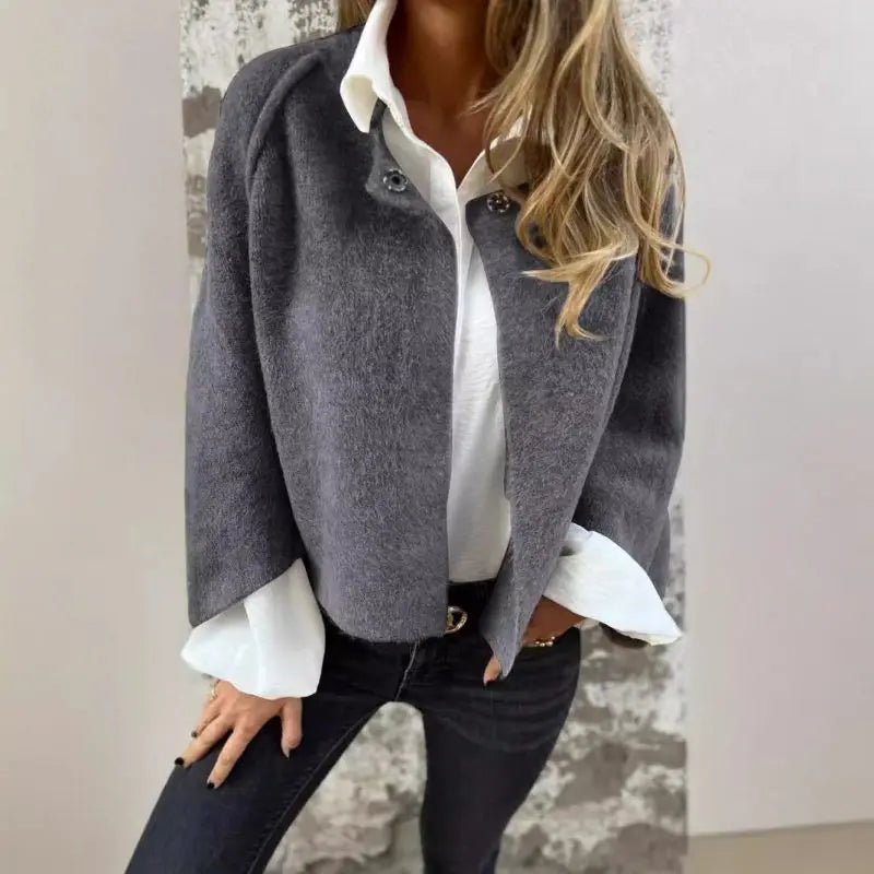 Amalia - Cardigan en Laine à Manches Longues avec Col Rond