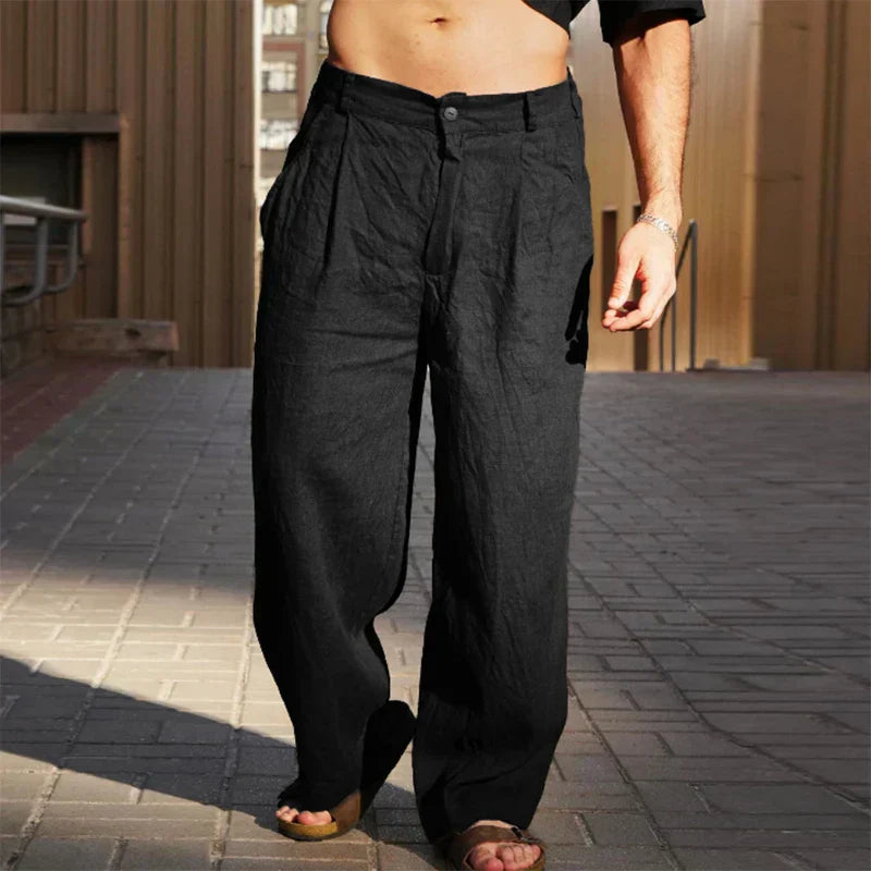 Lino — Pantalon Large en Lin Respirant