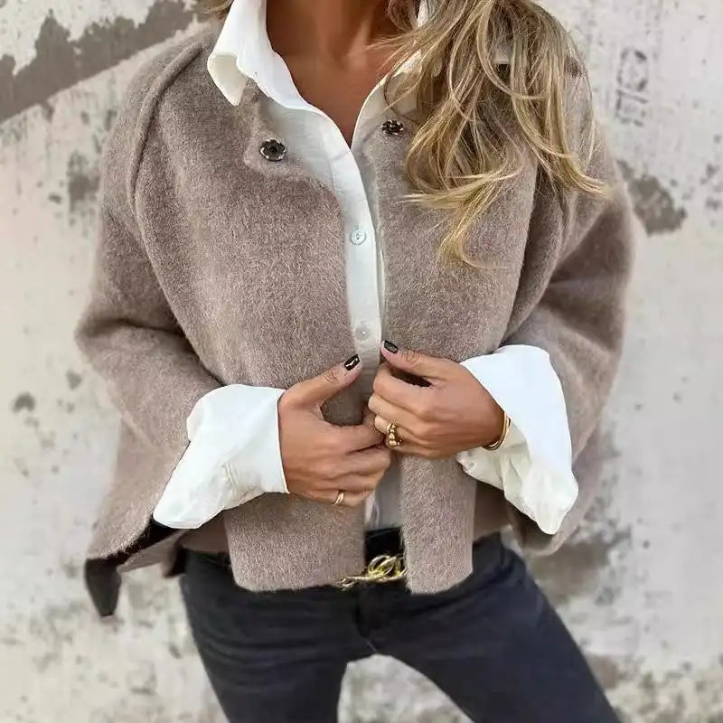 Amalia - Cardigan en Laine à Manches Longues avec Col Rond
