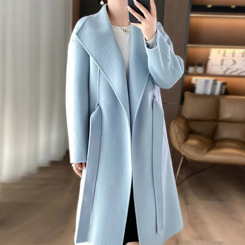 Casmira – Manteau ceinturé en cachemire double-face