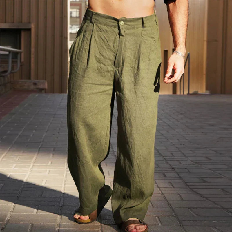 Lino — Pantalon Large en Lin Respirant