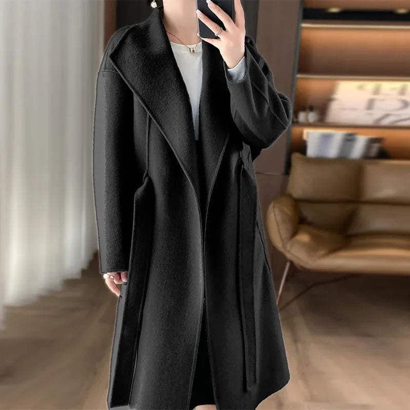 Casmira – Manteau ceinturé en cachemire double-face