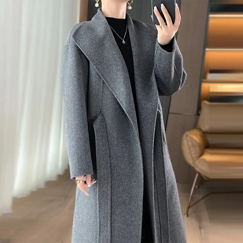 Casmira – Manteau ceinturé en cachemire double-face