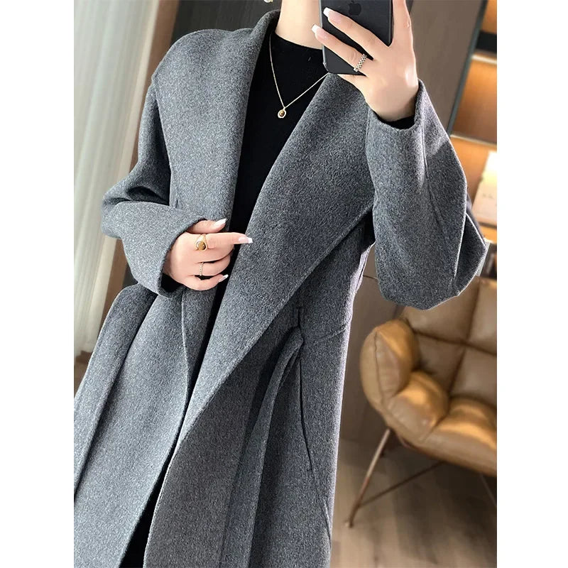 Casmira – Manteau ceinturé en cachemire double-face