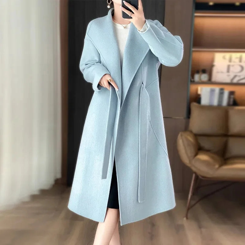 Casmira – Manteau ceinturé en cachemire double-face