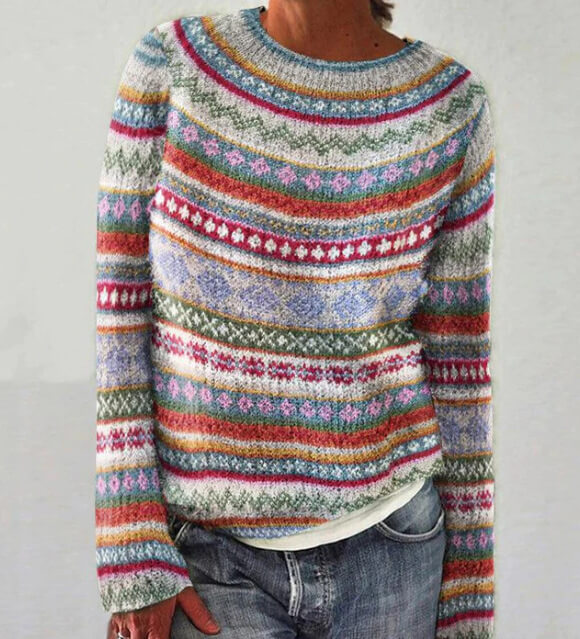 Soley - Pull Multicolore à Col Rond