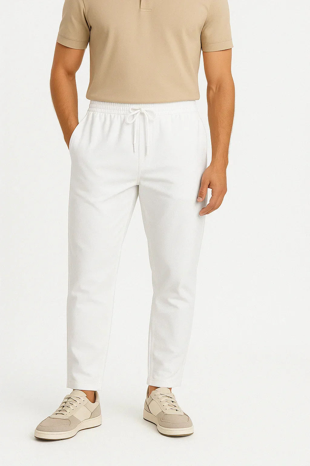 Adam — Pantalon Court Décontracté en Lin & Coton