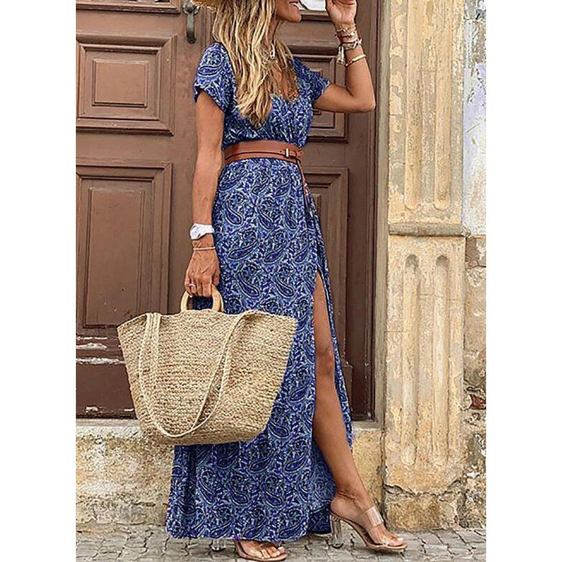 Robe Bohème Longue à Fleurs – Décolleté en V