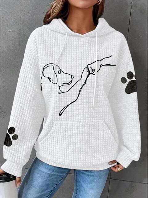Betsy - Sweat à Capuche Waffle avec Motif de Patte
